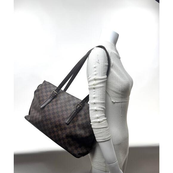 Louis Vuitton Brown Damier Ebene Chelsea Coated Canvas Top Zip Tote Bag - Picture 11 of 11